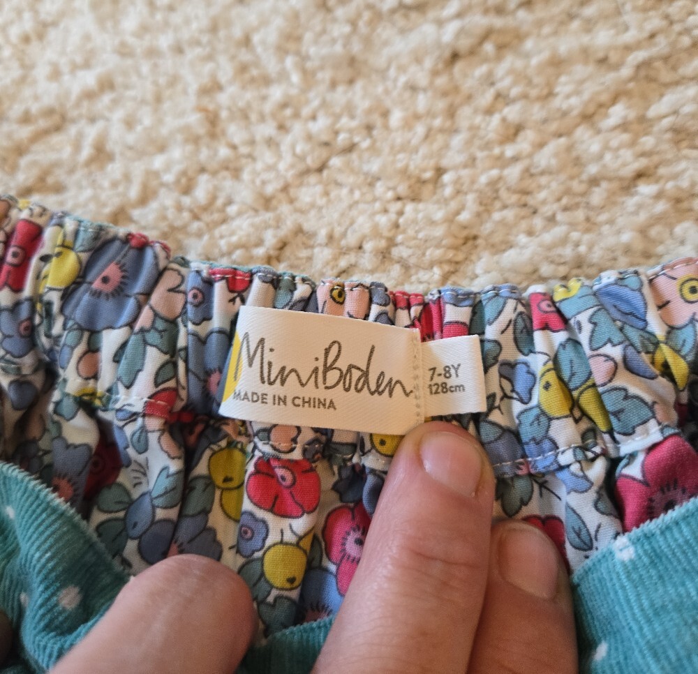Mini Boden Teal Skirt with Multicolor Floral Print - Picture 6 of 7